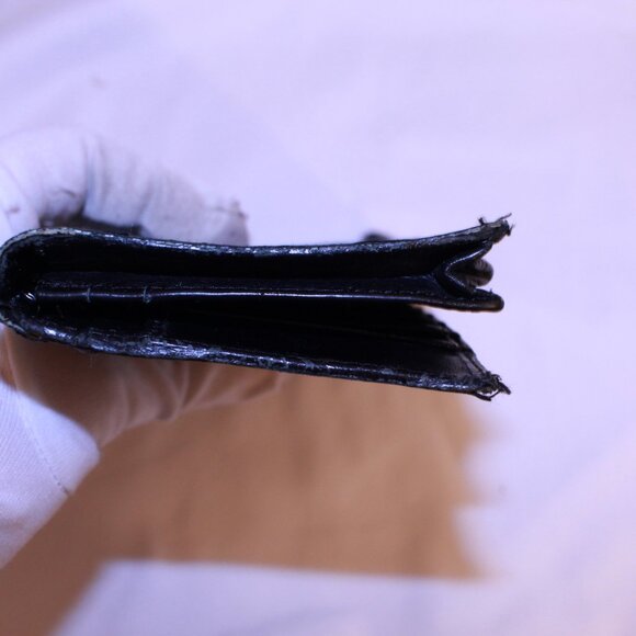 Stingray Skin Black With White Design Long Bi-Fold Flap Leather Wallet - Picture 8 of 10